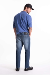 Calça Denim Straight Escuro C/ Used