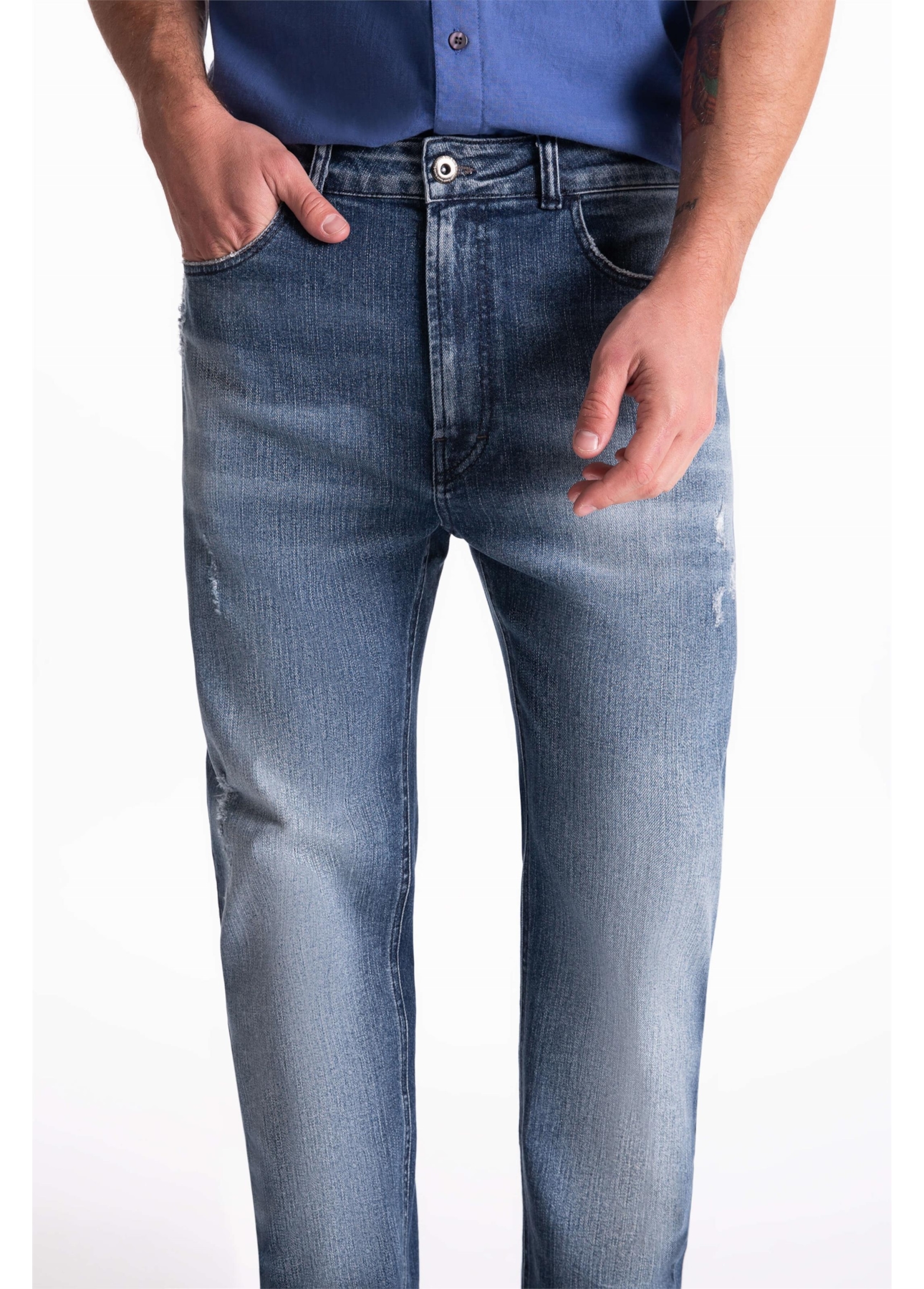Calça Denim Straight Escuro C/ Used