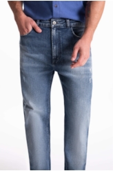 Calça Denim Straight Escuro C/ Used