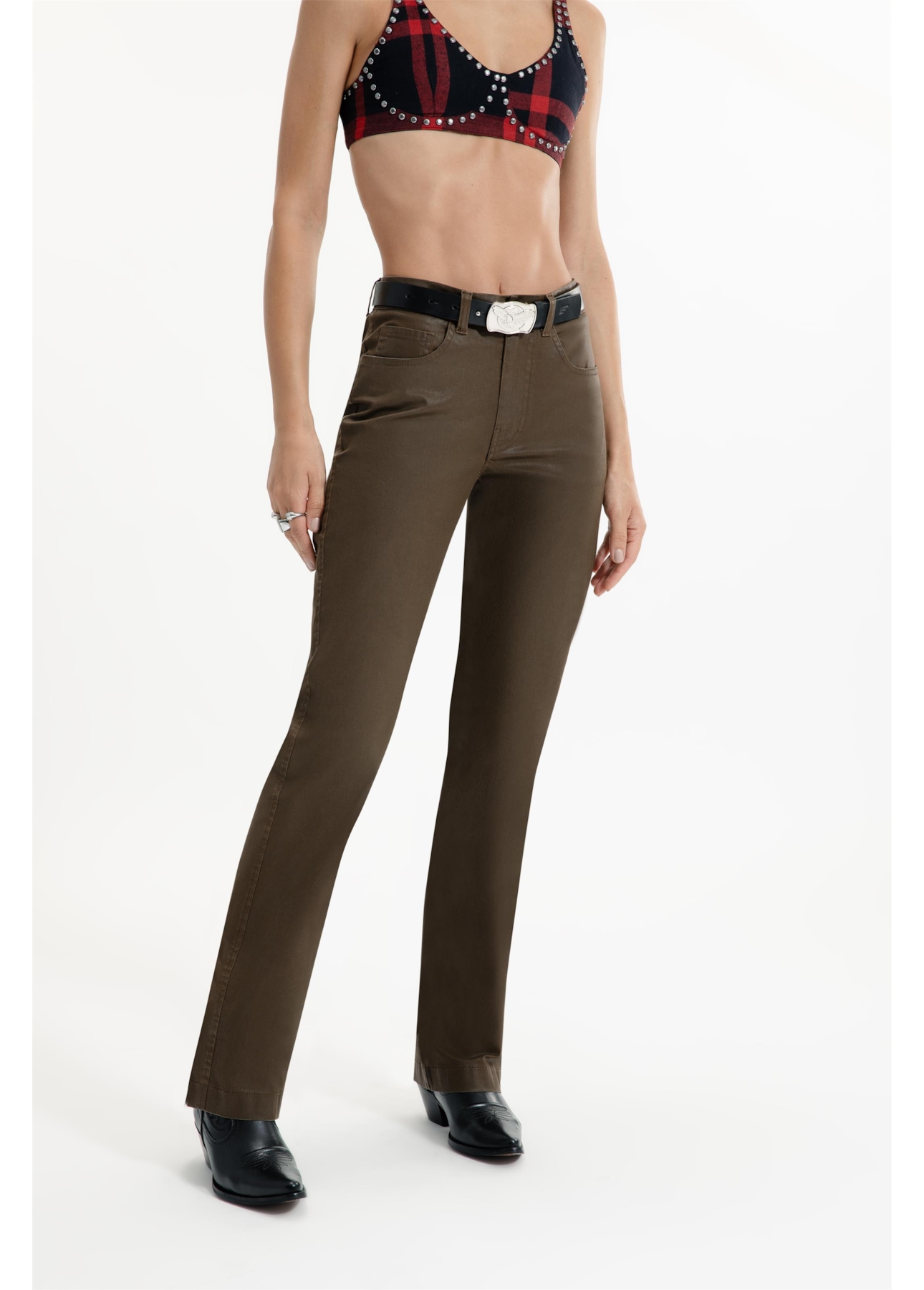 Calça Denim Straight Tabaco