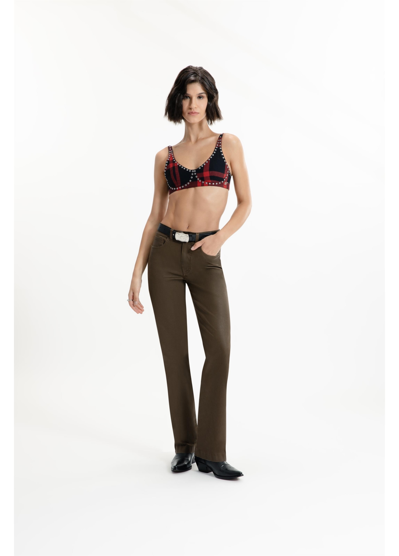 Calça Denim Straight Tabaco