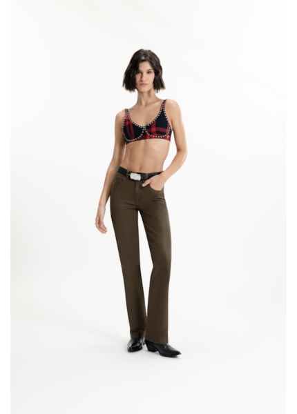 Calça Denim Straight Tabaco