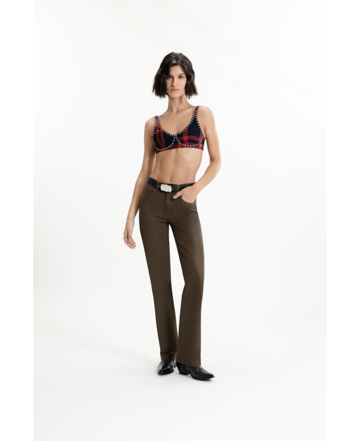 Calça Denim Straight Tabaco