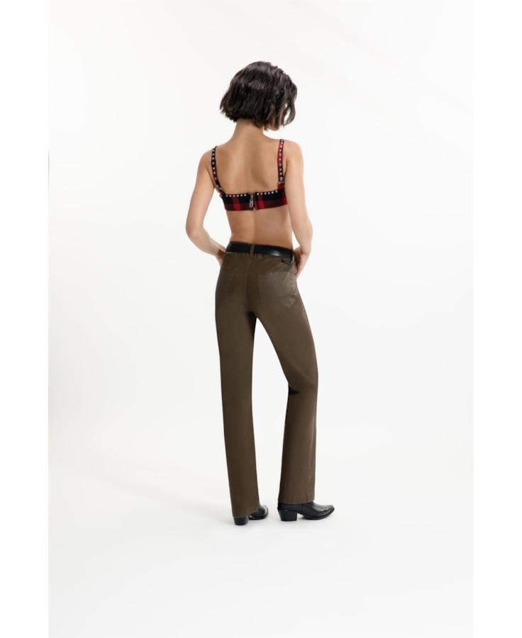 Calça Denim Straight Tabaco