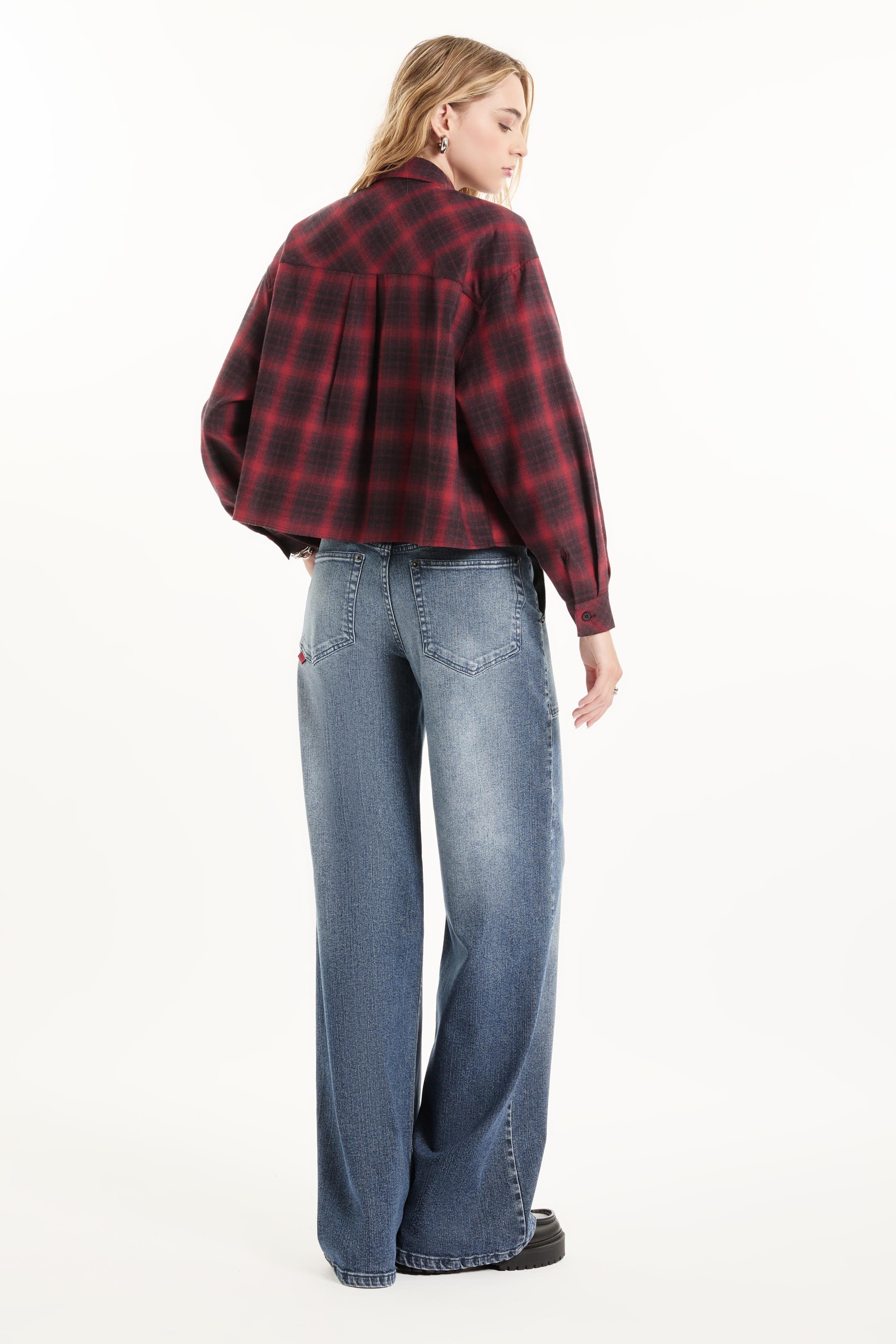 めい2 Calça Denim Wide Leg Lav.Medio