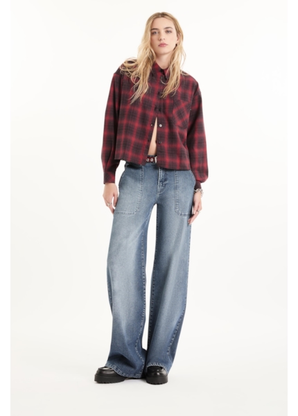 Calça Denim Wide Leg Lav.Medio