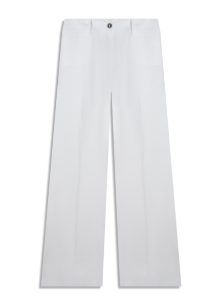 Calça Dominique Long Flare Bolso Com Vivo Off White
