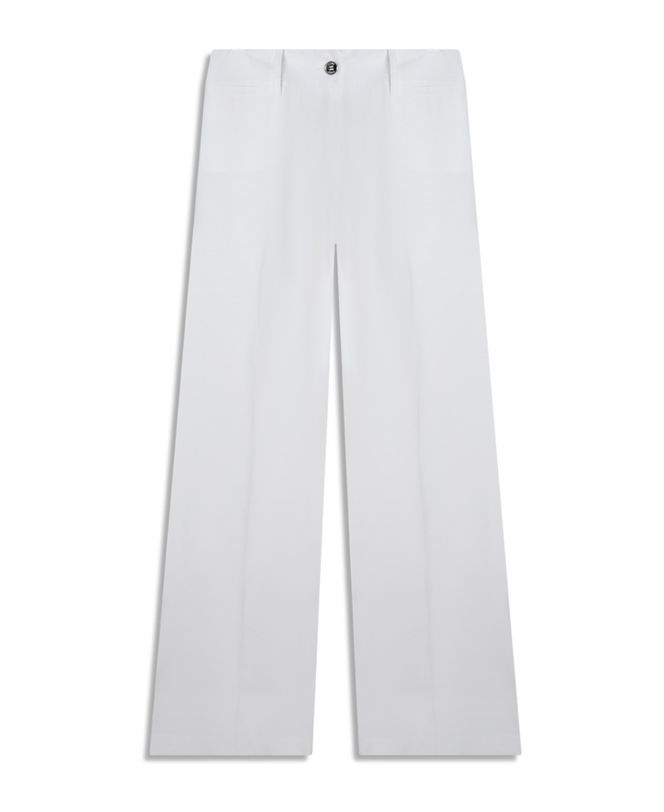Calça Dominique Long Flare Bolso Com Vivo Off White