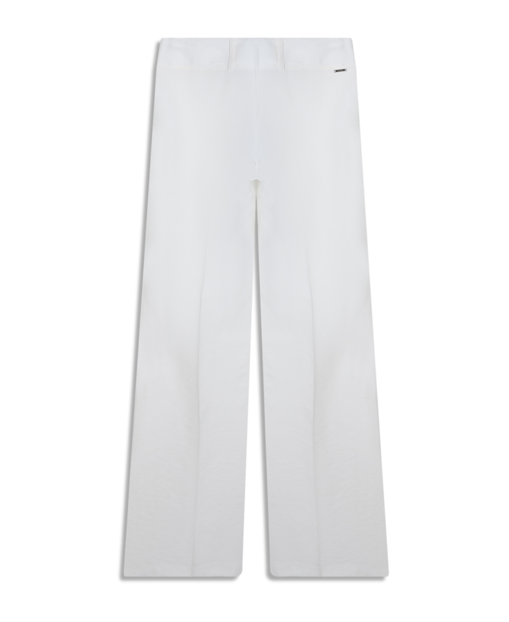 Calça Dominique Long Flare Bolso Com Vivo Off White