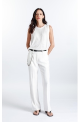 Calça Dominique Straight Button Off White