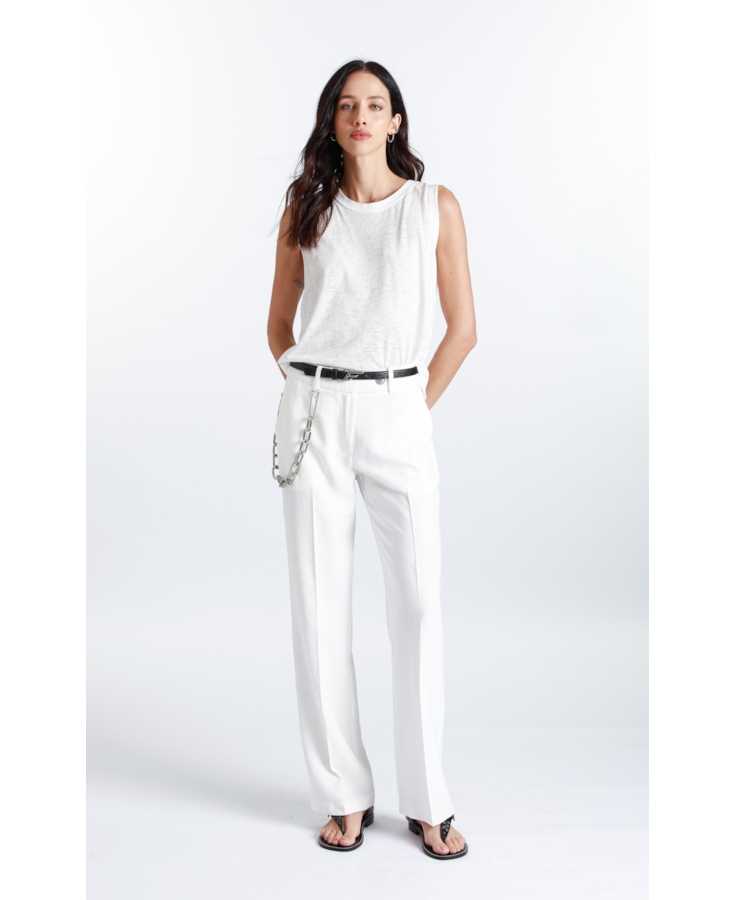 Calça Dominique Straight Button Off White