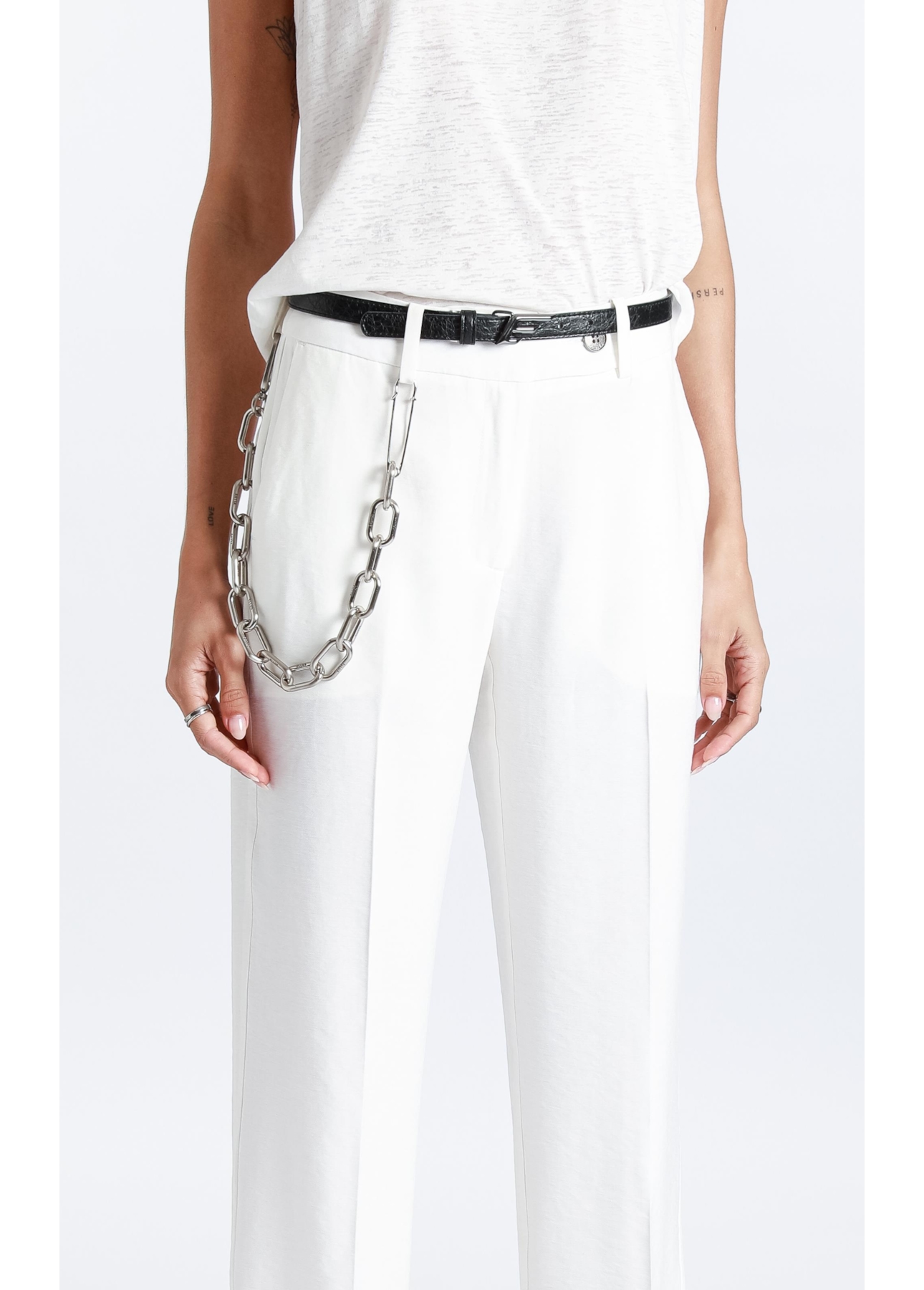 Calça Dominique Straight Button Off White