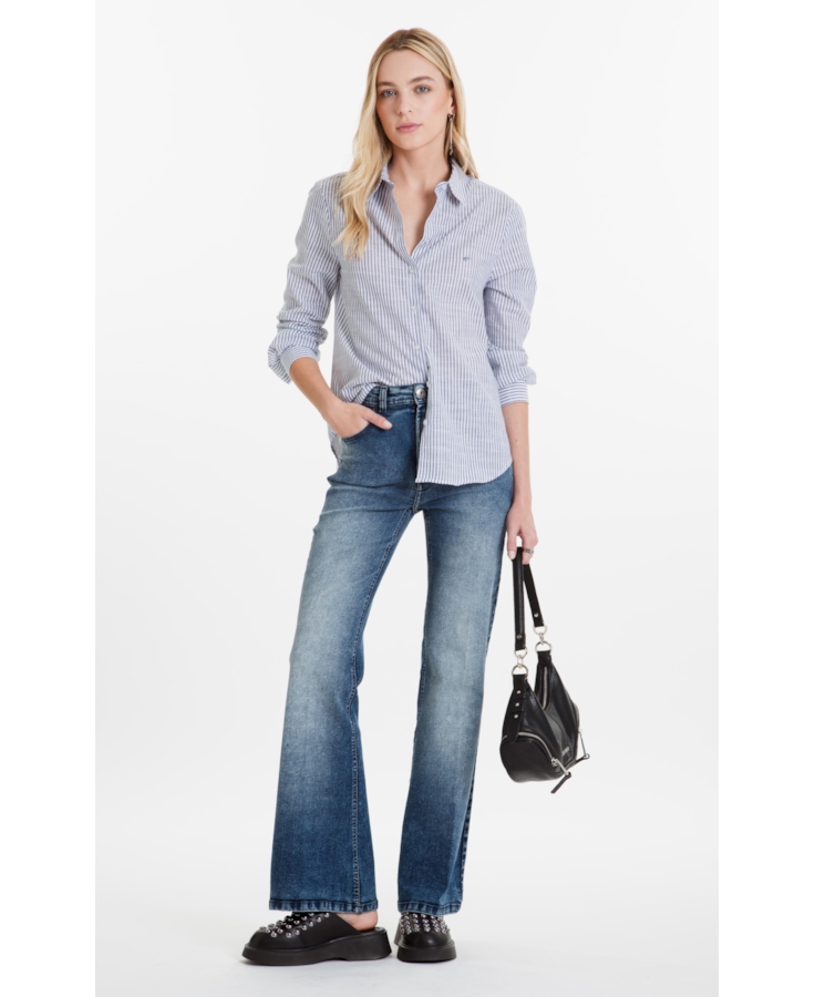 Calça Dusk Elastic Gisele Flare Lav.Medio C/Sky