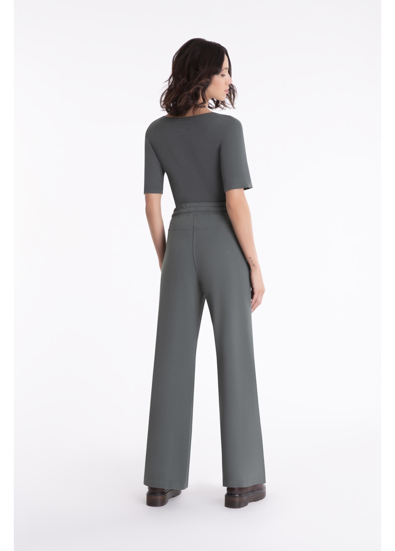 Calça Ellus Field Army Wide Leg Verde Militar