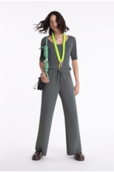 Calça Ellus Field Army Wide Leg Verde Militar