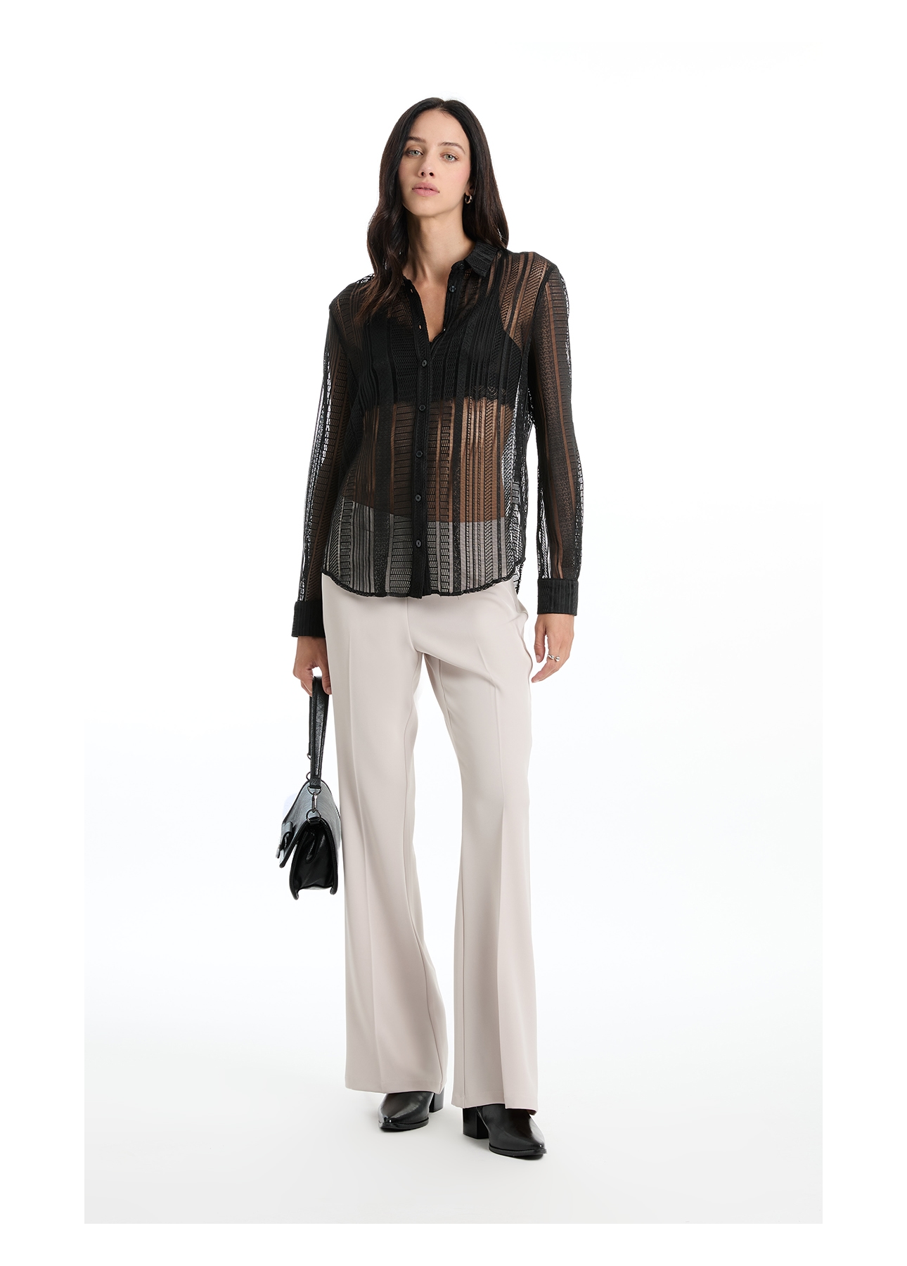 Calça Firenze Long Flare Bege
