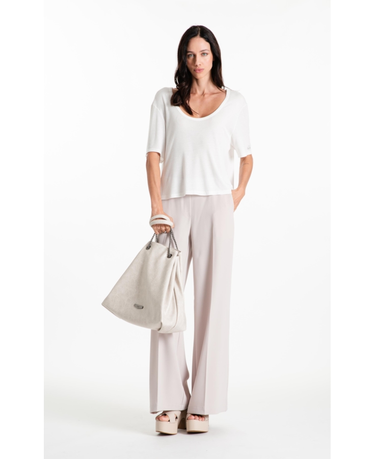 Calça Firenze Wide Leg Belt Easa Bege