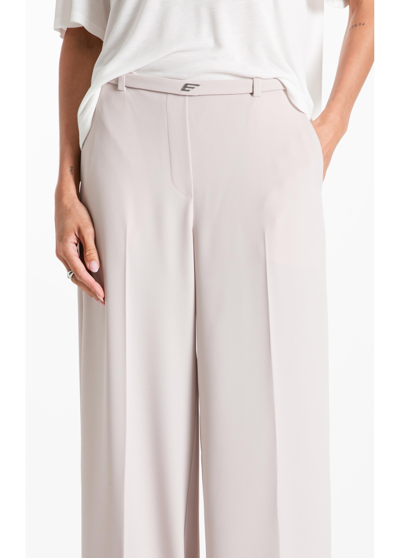 Calça Firenze Wide Leg Belt Easa Bege