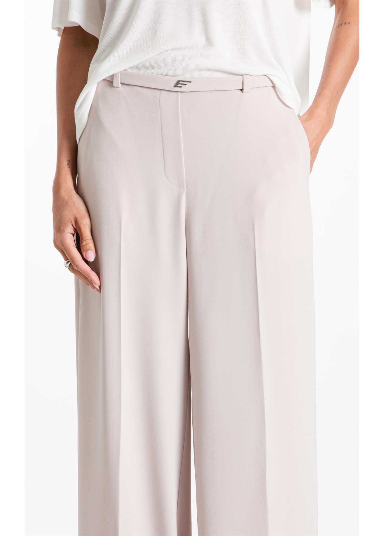 Calça Firenze Wide Leg Belt Easa Bege