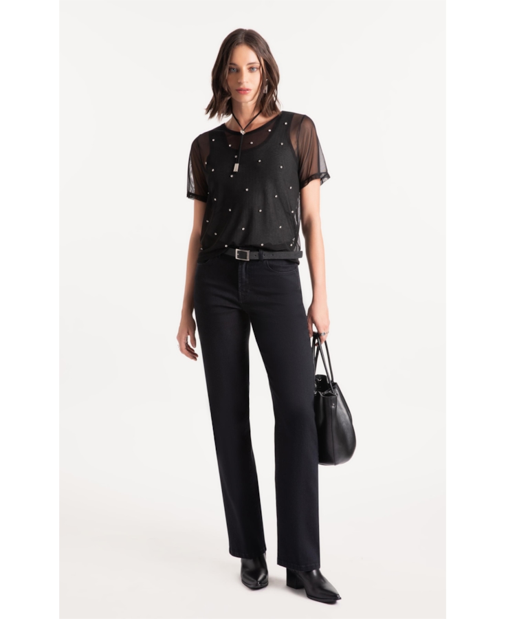 Calça First Black Reta Amaciado