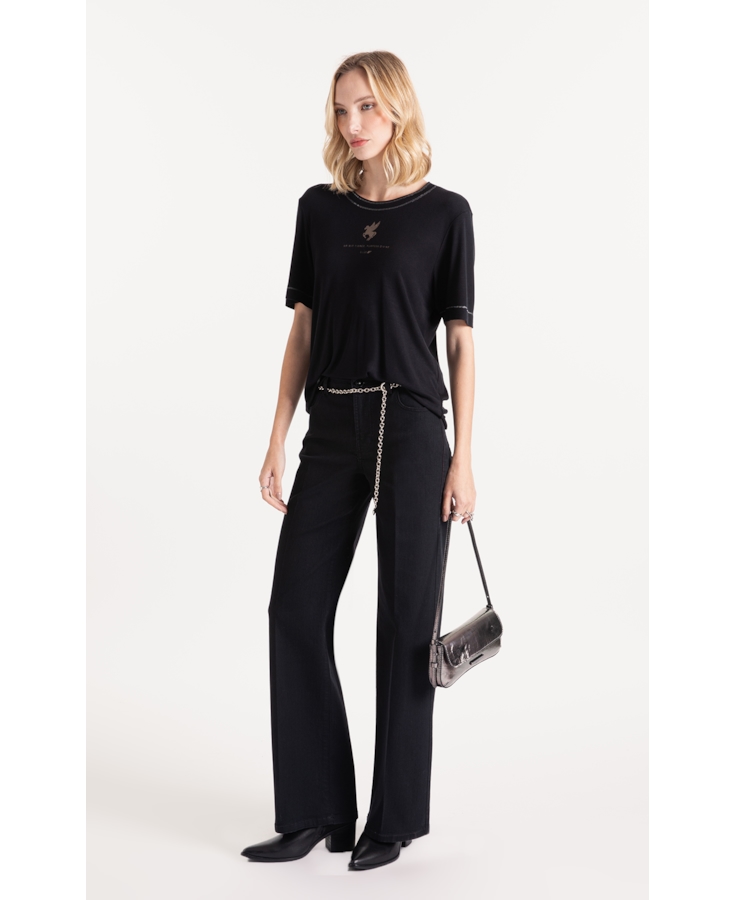 Calça  First Black Wide Amaciado