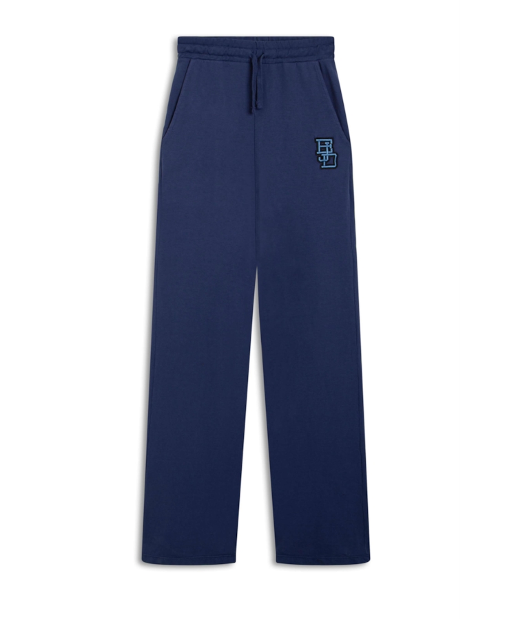 Calça Fleece Ejd Embroidery Wide Leg Purple Blue