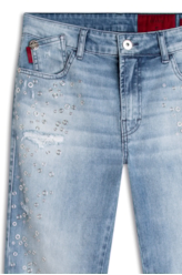 Calça Heaven Blue Elastic Low Rise 1844 Lav. Claro C/ Puídos