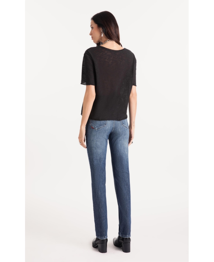 Calça High Comfort Skinny Lav. Médio C/ Used