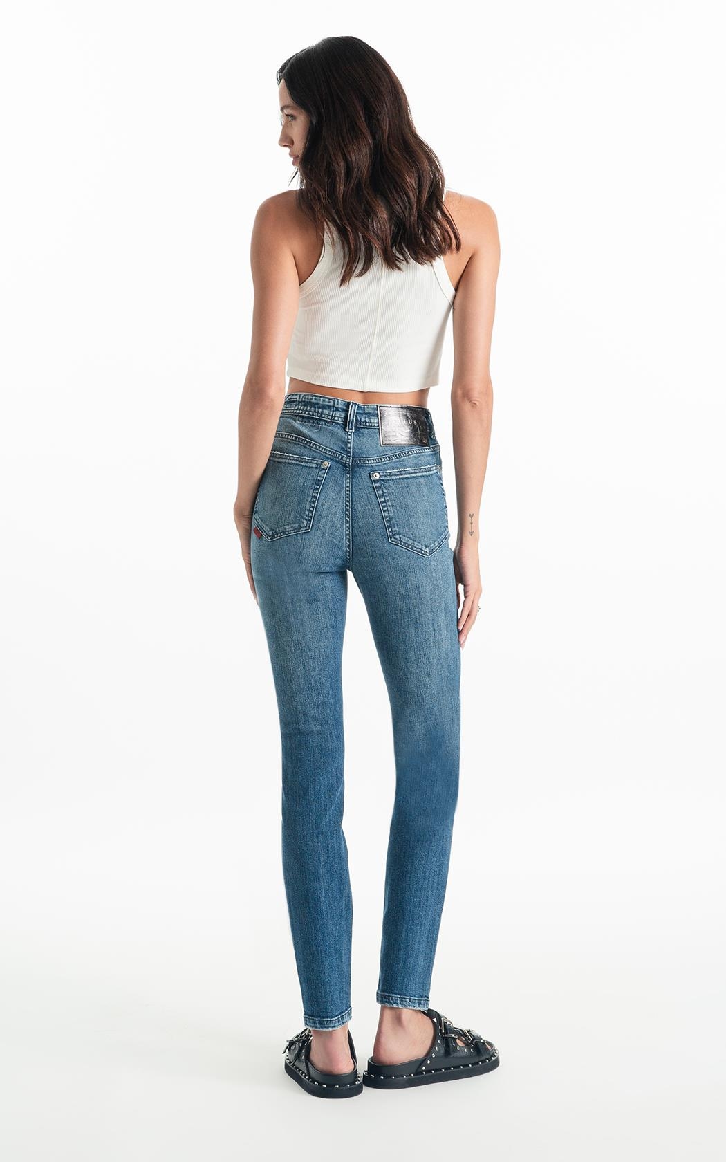 Calça High Comfort Stretch Slim Lav. Escuro