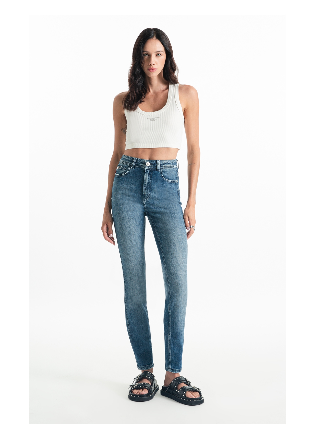 Calça High Comfort Stretch Gisele Skinny 1978 Lav. Medio