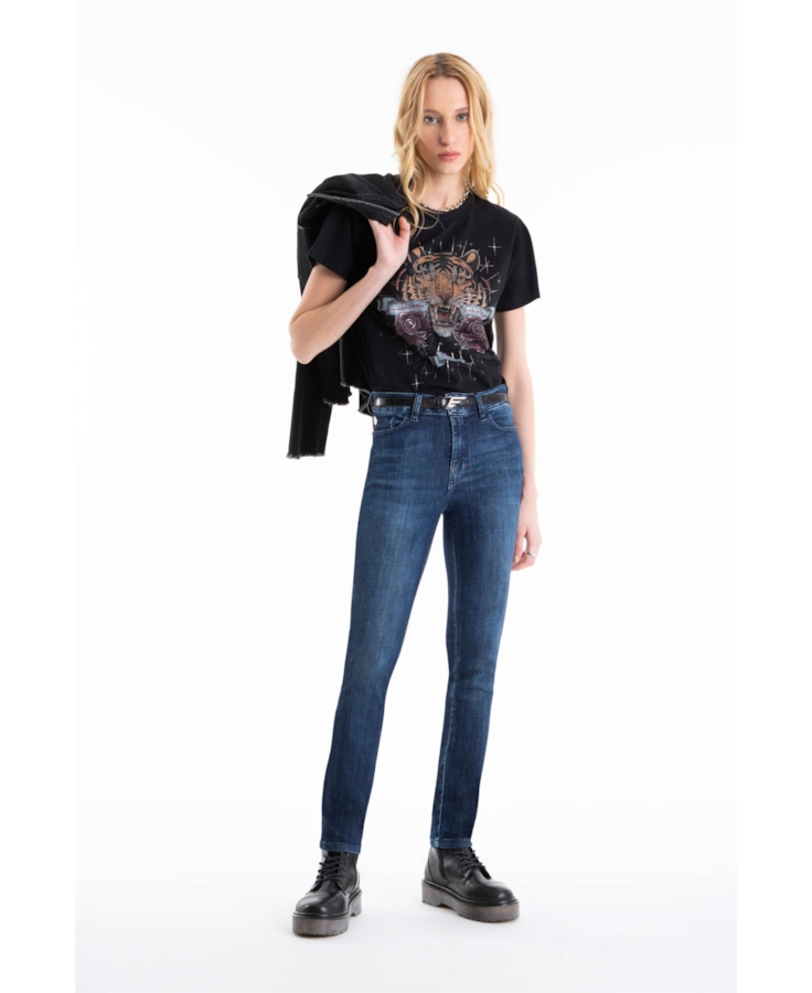 Calça High Comfort Stretch Hiper Skinny 1283 Lav.Escuro C/Used