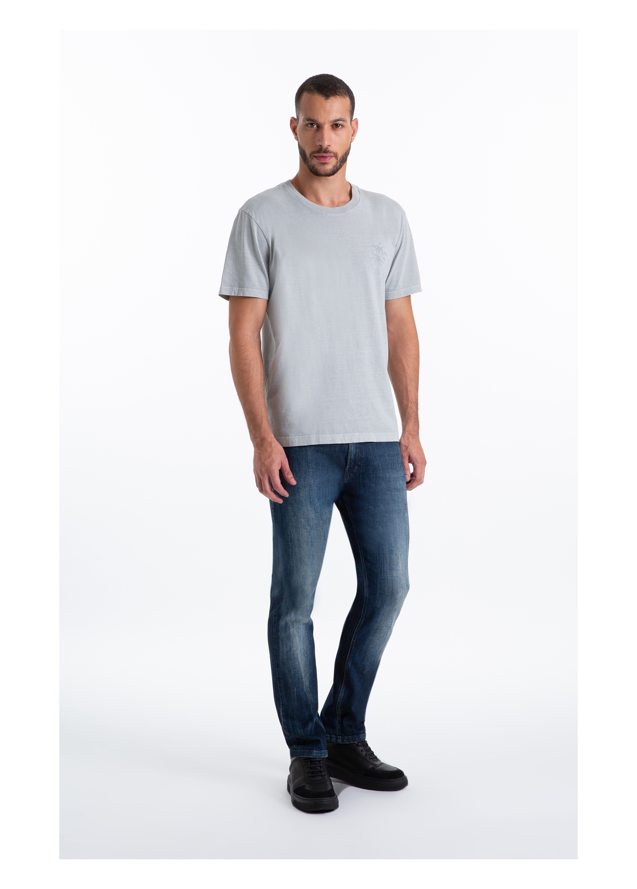 Calça High Comfort Stretch Skinny Lav.Escuro C/ Jato