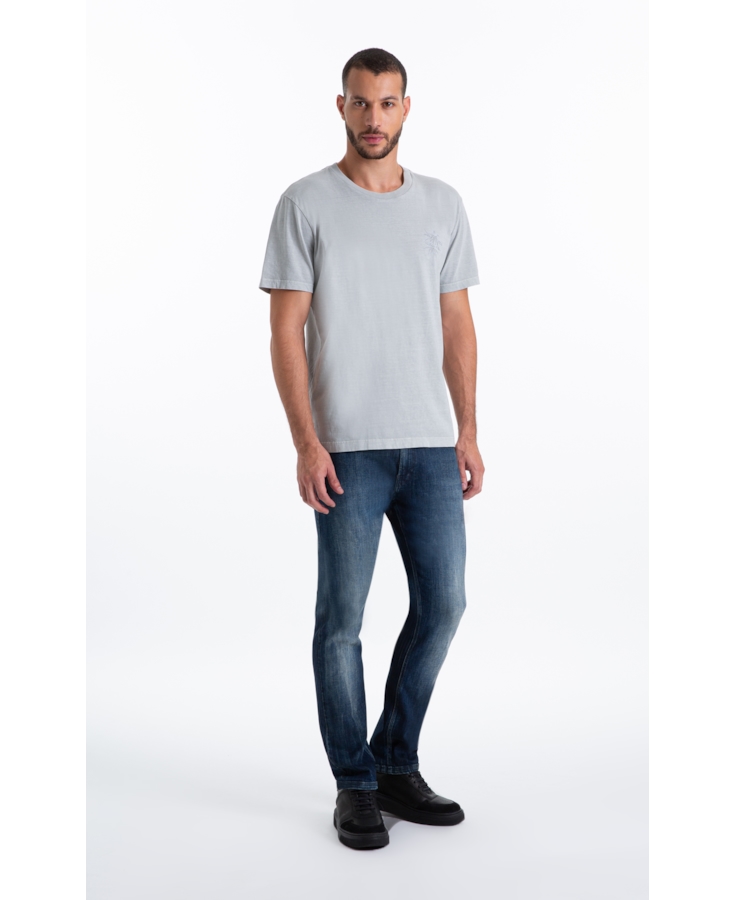 Calça High Comfort Stretch Skinny Lav.Escuro C/ Jato