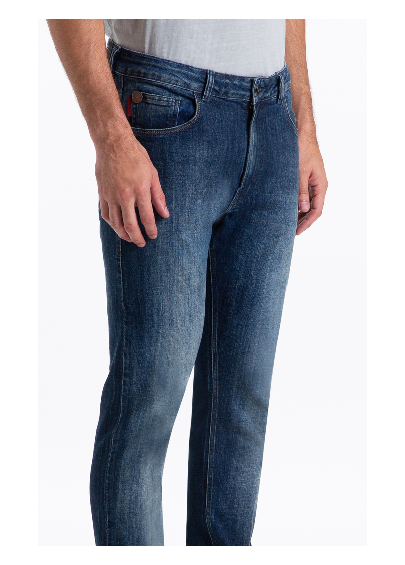 Calça High Comfort Stretch Skinny Lav.Escuro C/ Jato