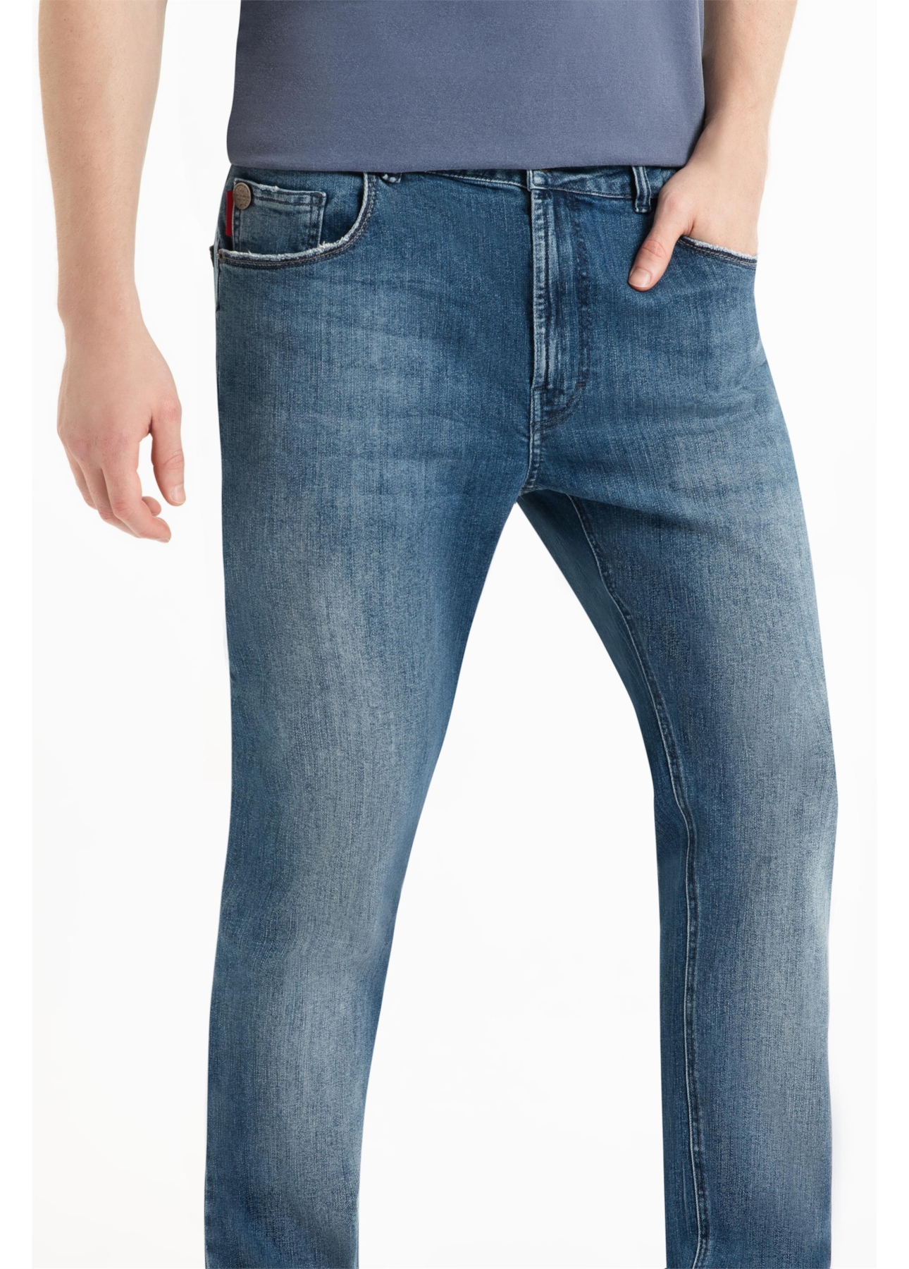 Calça High Comfort Stretch Skinny Lav.Medio Grampos