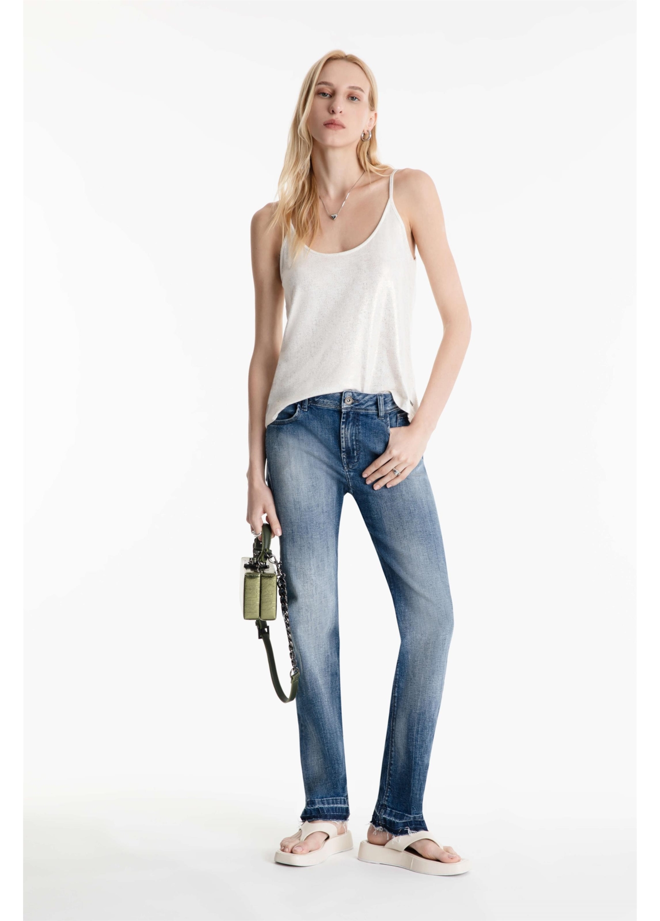 Calça High Comfort Stretch Slim 1943-Lav.Medio C/Tie Dye