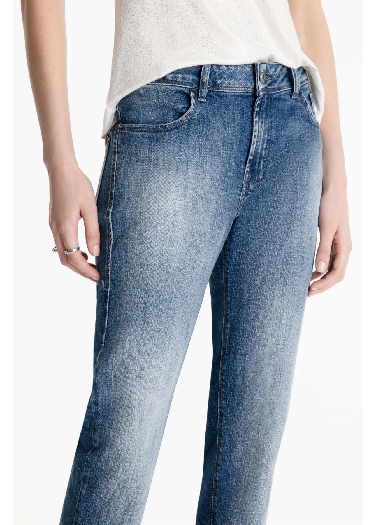Calça High Comfort Stretch Slim 1943-Lav.Medio C/Tie Dye