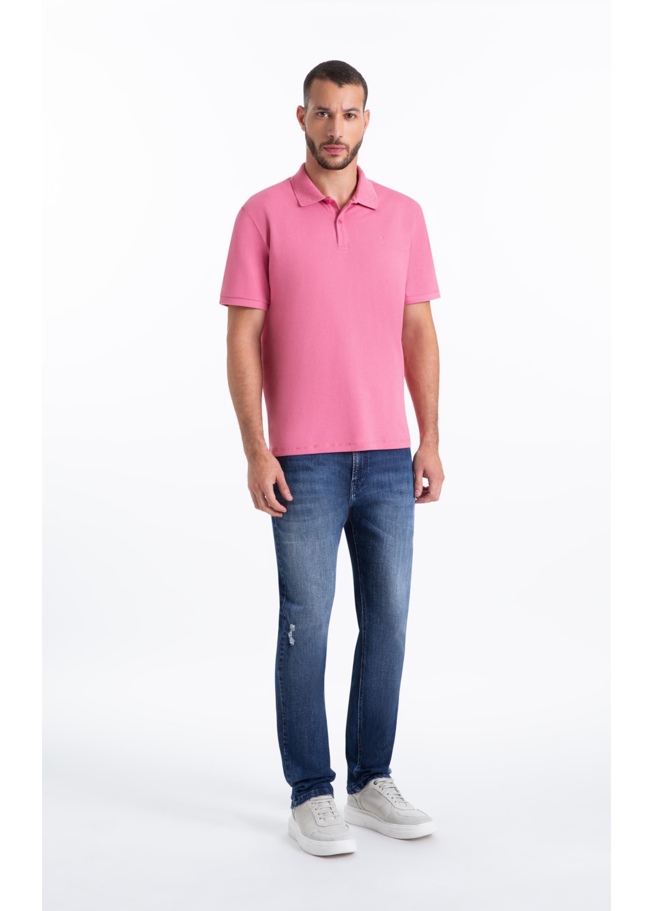 Calça High Comfort Stretch Slim 5 Pockets Lav Medio C/Puidos