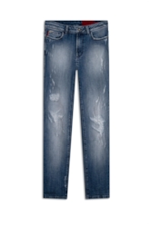 Calça High Hiper Skinny 1953.Médio C/Puídos+patch
