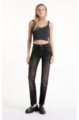 Calça Intense Black (Slim) Lav.Escuro C/ Rede e Jato