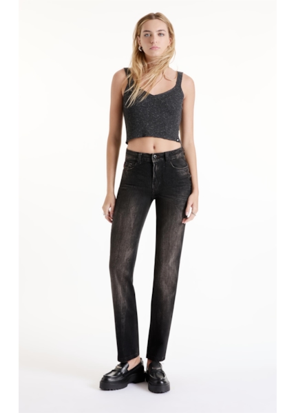 Calça Intense Black (Slim) Lav.Escuro C/ Rede e Jato