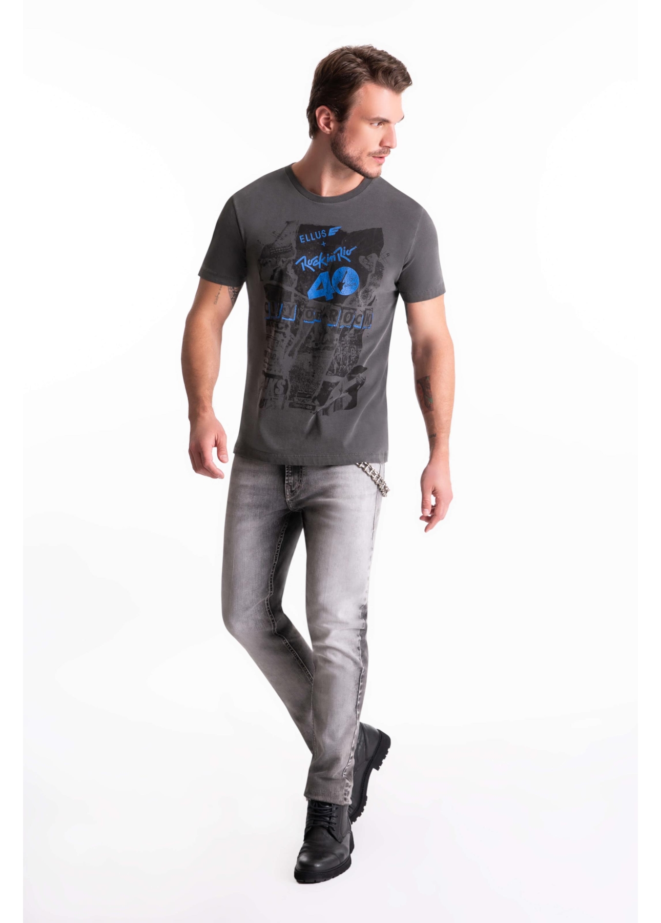 Calça Intense Black Slim Lav.Grey C/ Sky