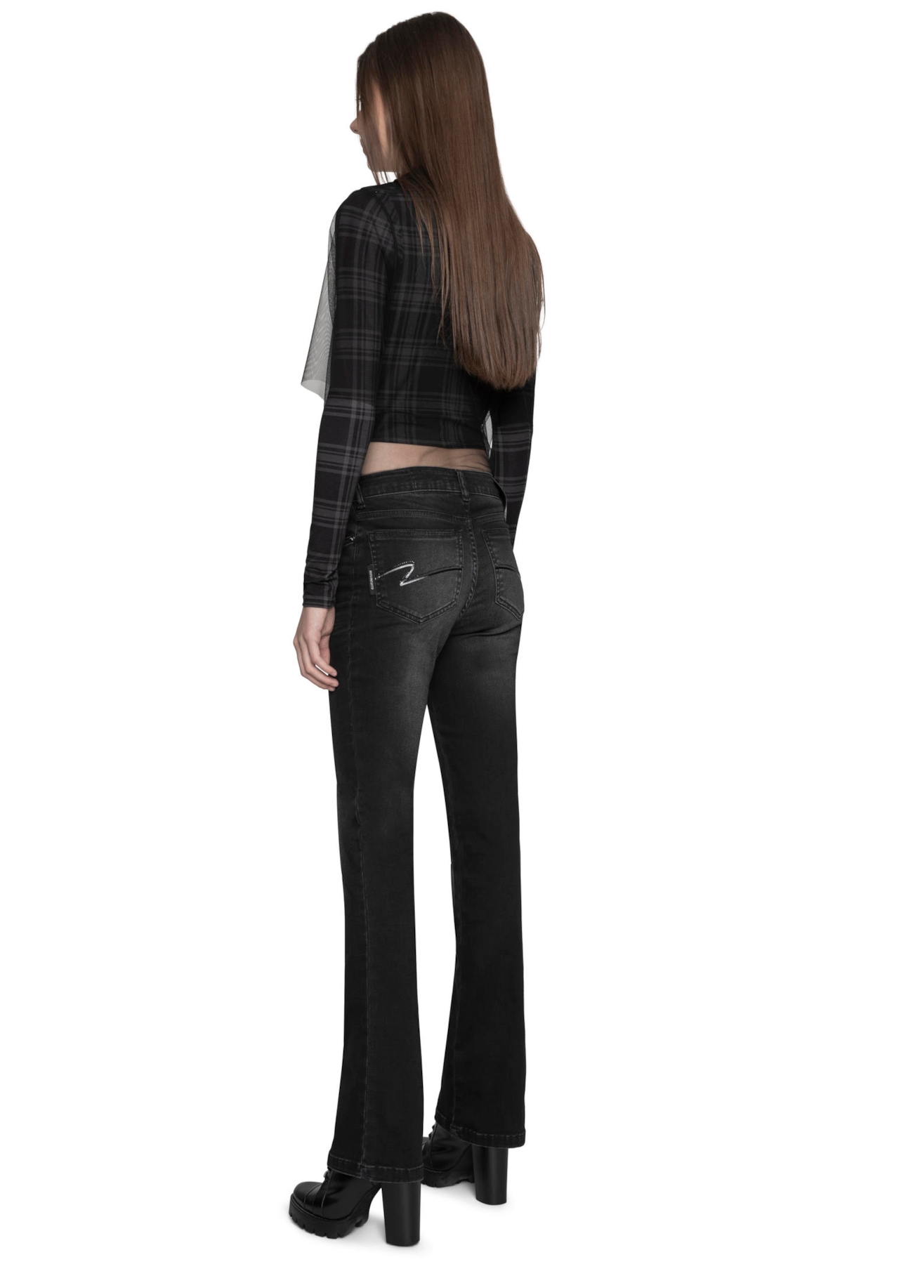 Calça Jeans Anna Long Leg 547 Lav. Esc. C/Respingos