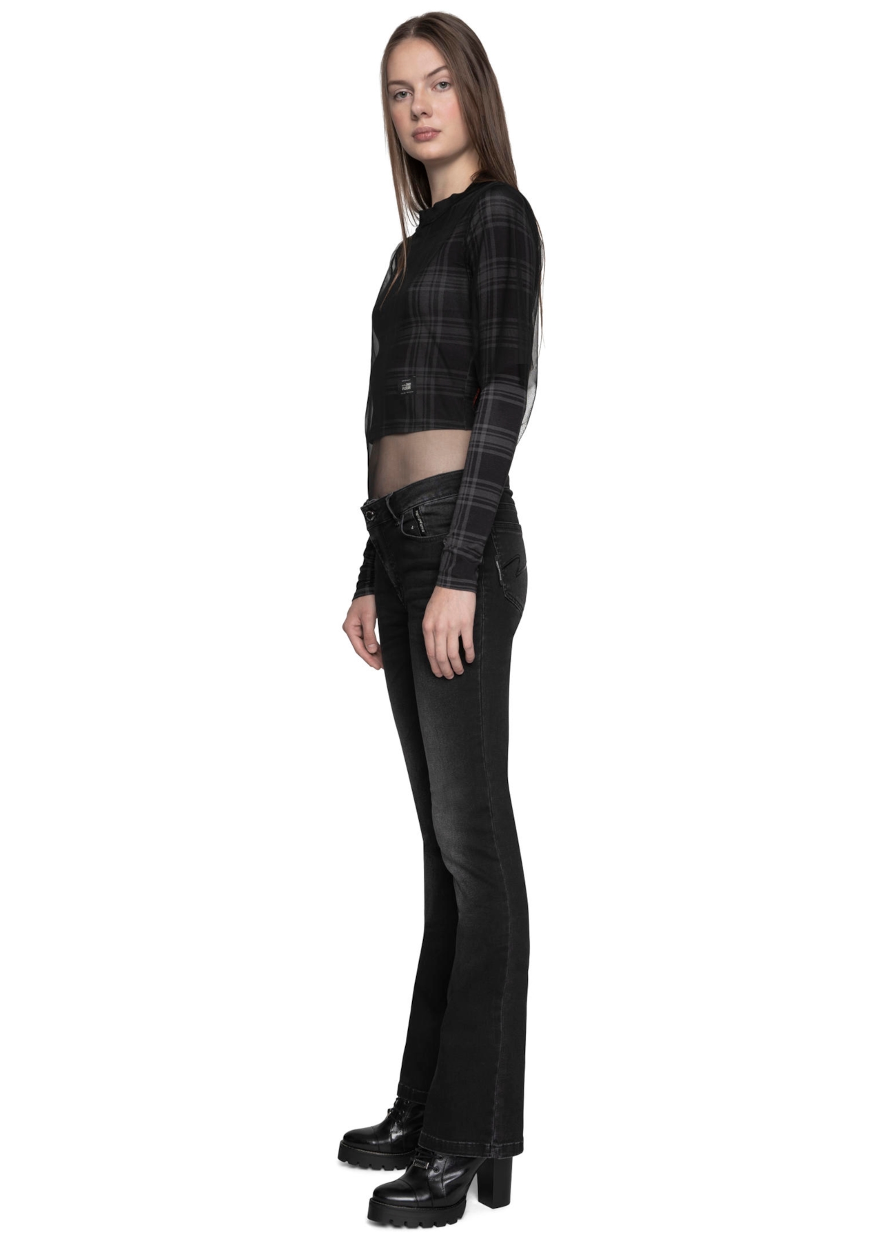 Calça Jeans Anna Long Leg 547 Lav. Esc. C/Respingos