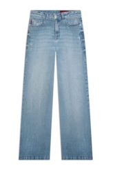 Calça Jeans Blue Gray Gisele Patte Lav. Claro C/Pincelados e Puídos