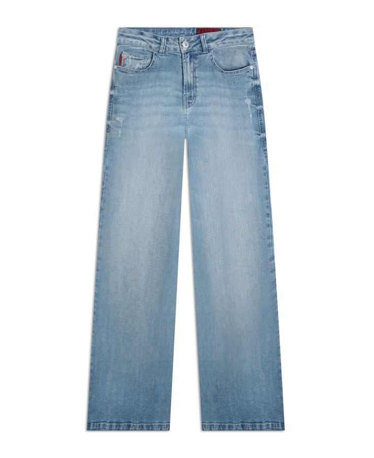Calça Jeans Blue Gray Gisele Patte Lav. Claro C/Pincelados e Puídos