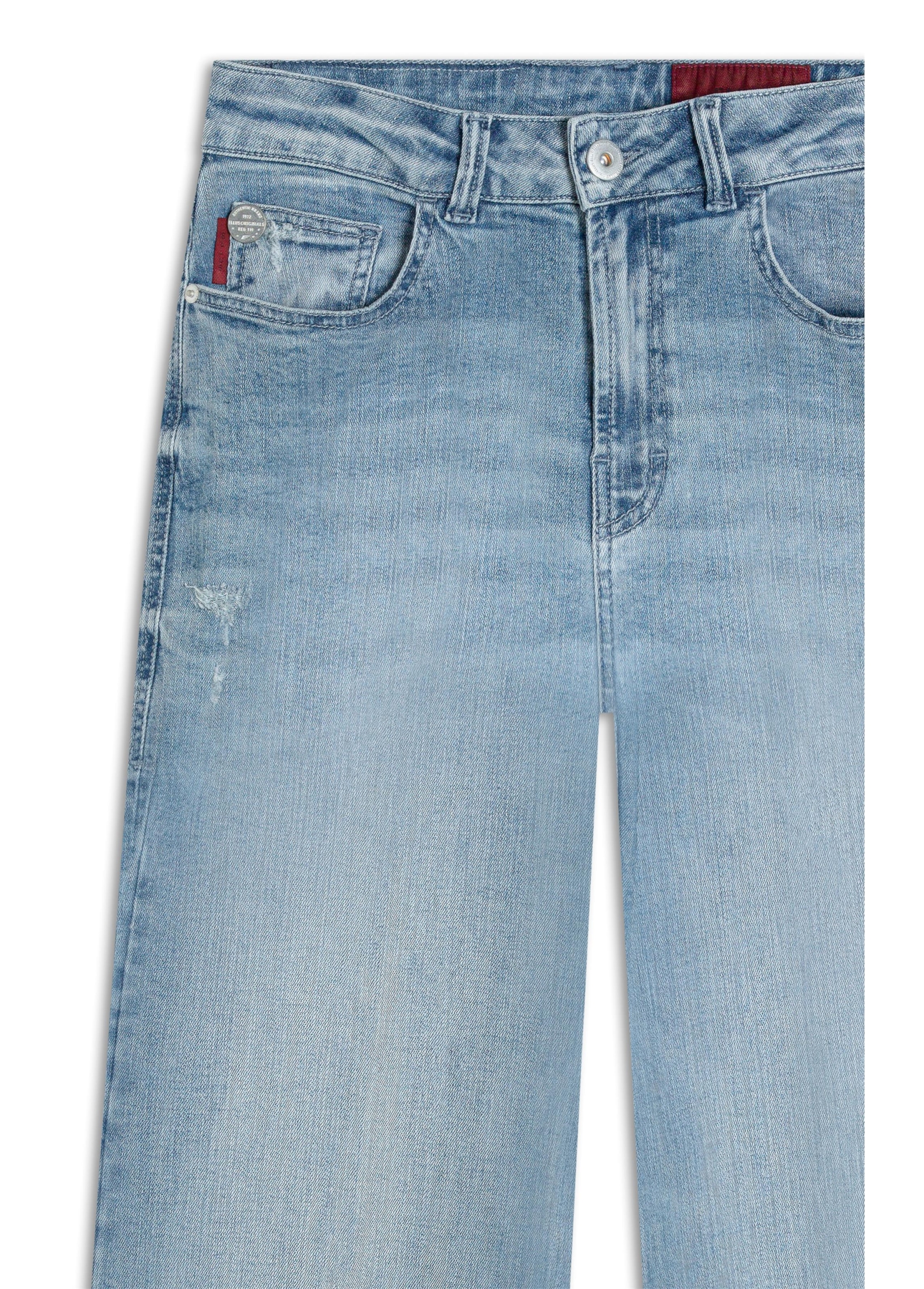 Calça Jeans Blue Gray Gisele Patte Lav. Claro C/Pincelados e Puídos