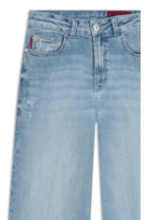 Calça Jeans Blue Gray Gisele Patte Lav. Claro C/Pincelados e Puídos