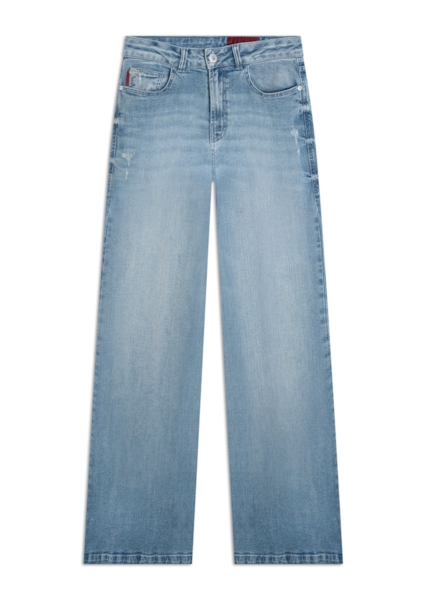 Calça Jeans Blue Gray Gisele Patte Lav. Claro C/Pincelados e Puídos