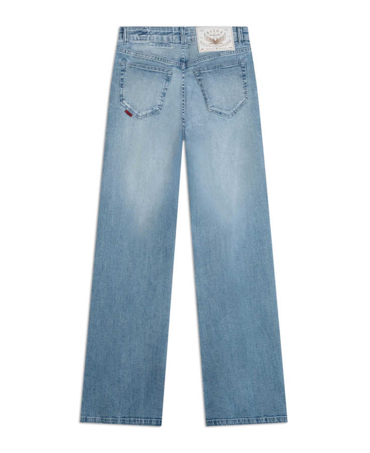 Calça Jeans Blue Gray Gisele Patte Lav. Claro C/Pincelados e Puídos